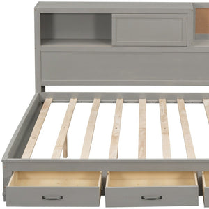 HomeRoots Gray Wood Full Day Bed with Storage Drawers - Stylish, Versatile Design for Any Room or Office Space 596556