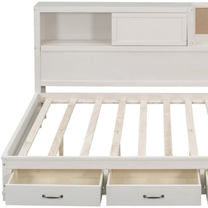 HomeRoots White Wood Full Day Bed with Storage Drawers - Stylish, Durable, Versatile Design for Any Room 596557