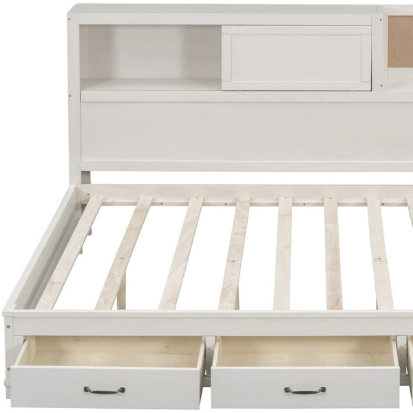 HomeRoots White Wood Full Day Bed with Storage Drawers - Stylish, Durable, Versatile Design for Any Room 596557