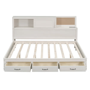 HomeRoots White Wood Full Day Bed with Storage Drawers - Stylish, Durable, Versatile Design for Any Room 596557