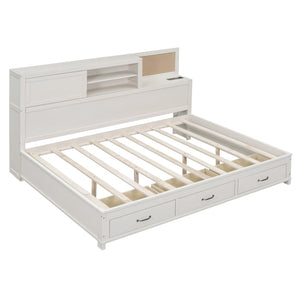 HomeRoots White Wood Full Day Bed with Storage Drawers - Stylish, Durable, Versatile Design for Any Room 596557