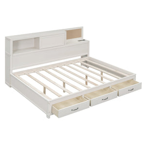 HomeRoots White Wood Full Day Bed with Storage Drawers - Stylish, Durable, Versatile Design for Any Room 596557