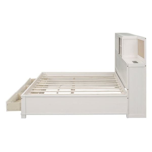 HomeRoots White Wood Full Day Bed with Storage Drawers - Stylish, Durable, Versatile Design for Any Room 596557