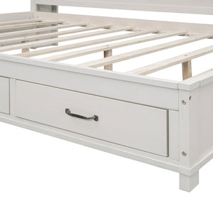 HomeRoots White Wood Full Day Bed with Storage Drawers - Stylish, Durable, Versatile Design for Any Room 596557