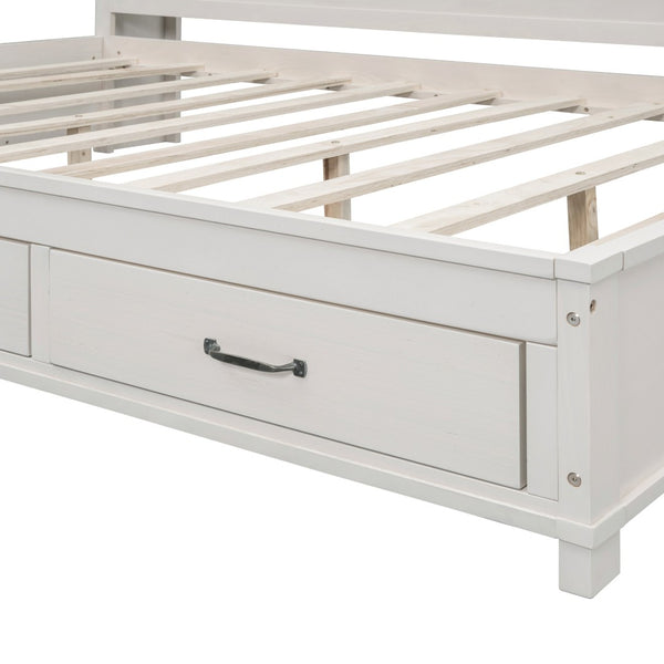 HomeRoots White Wood Full Day Bed with Storage Drawers - Stylish, Durable, Versatile Design for Any Room 596557