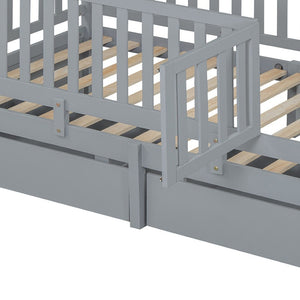 HomeRoots Gray Wood Twin Day Bed with Storage Drawers - Stylish Multi-Purpose Design for Modern Spaces 596558