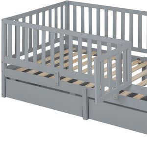 HomeRoots Gray Wood Twin Day Bed with Storage Drawers - Stylish Multi-Purpose Design for Modern Spaces 596558