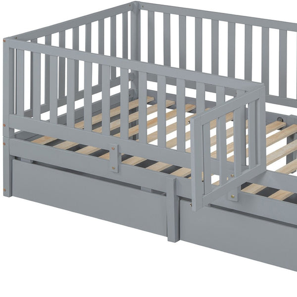 HomeRoots Gray Wood Twin Day Bed with Storage Drawers - Stylish Multi-Purpose Design for Modern Spaces 596558
