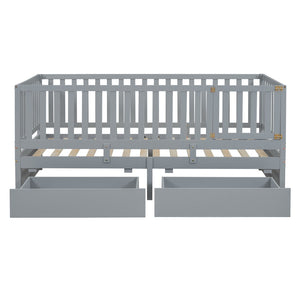 HomeRoots Gray Wood Twin Day Bed with Storage Drawers - Stylish Multi-Purpose Design for Modern Spaces 596558
