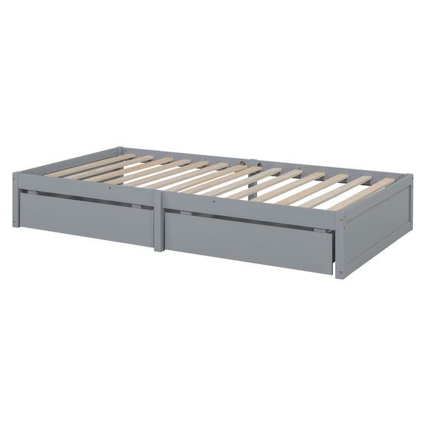HomeRoots Gray Wood Twin Day Bed with Storage Drawers - Stylish Multi-Purpose Design for Modern Spaces 596558