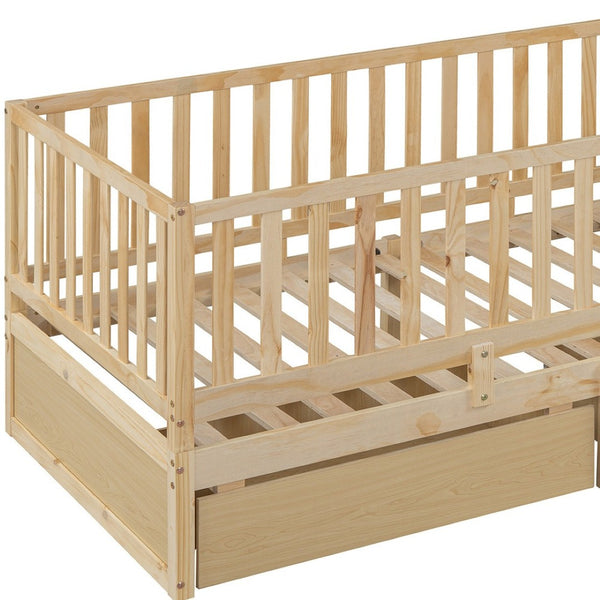 HomeRoots Natural Wood Twin Day Bed with Drawers – Elegant Multi-Functional Seating and Sleeping Solution 596560