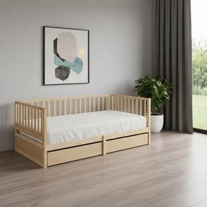 HomeRoots Natural Wood Twin Day Bed with Drawers – Elegant Multi-Functional Seating and Sleeping Solution 596560