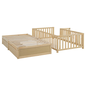 HomeRoots Natural Wood Twin Day Bed with Drawers – Elegant Multi-Functional Seating and Sleeping Solution 596560