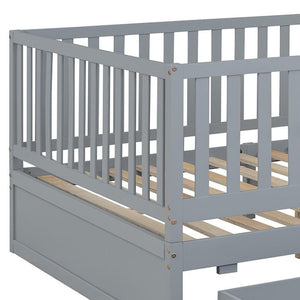 HomeRoots Gray Wood Full Day Bed with Storage Drawers – Elegant, Versatile Design for Comfort & Style 596561