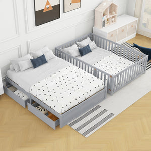 HomeRoots Gray Wood Full Day Bed with Storage Drawers – Elegant, Versatile Design for Comfort & Style 596561