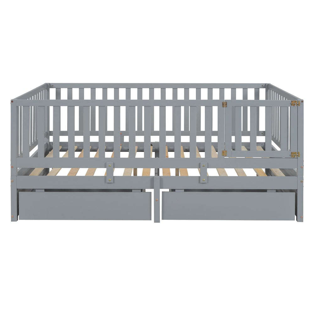 HomeRoots Gray Wood Full Day Bed with Storage Drawers – Elegant, Versatile Design for Comfort & Style 596561