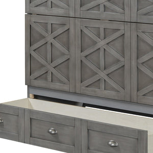 HomeRoots Gray Wood Full Murphy Bed - Space-Saving Design for Stylish Living, Perfect for Guest Rooms & Studios 596564