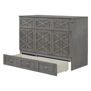 HomeRoots Gray Wood Full Murphy Bed - Space-Saving Design for Stylish Living, Perfect for Guest Rooms & Studios 596564