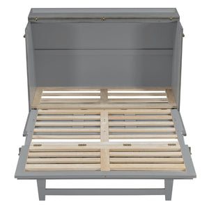 HomeRoots Gray Wood Full Murphy Bed - Space-Saving Design for Stylish Living, Perfect for Guest Rooms & Studios 596564