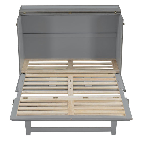 HomeRoots Gray Wood Full Murphy Bed - Space-Saving Design for Stylish Living, Perfect for Guest Rooms & Studios 596564