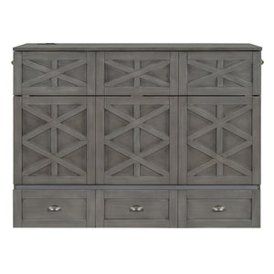 HomeRoots Gray Wood Full Murphy Bed - Space-Saving Design for Stylish Living, Perfect for Guest Rooms & Studios 596564