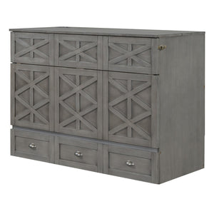 HomeRoots Gray Wood Full Murphy Bed - Space-Saving Design for Stylish Living, Perfect for Guest Rooms & Studios 596564