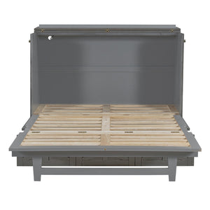 HomeRoots Gray Wood Full Murphy Bed - Space-Saving Design for Stylish Living, Perfect for Guest Rooms & Studios 596564