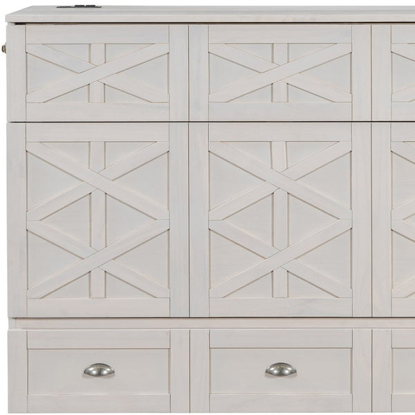 HomeRoots White Wood Full Murphy Bed - Stylish Space-Saving Solution for Small Rooms & Guest Accommodations 596565