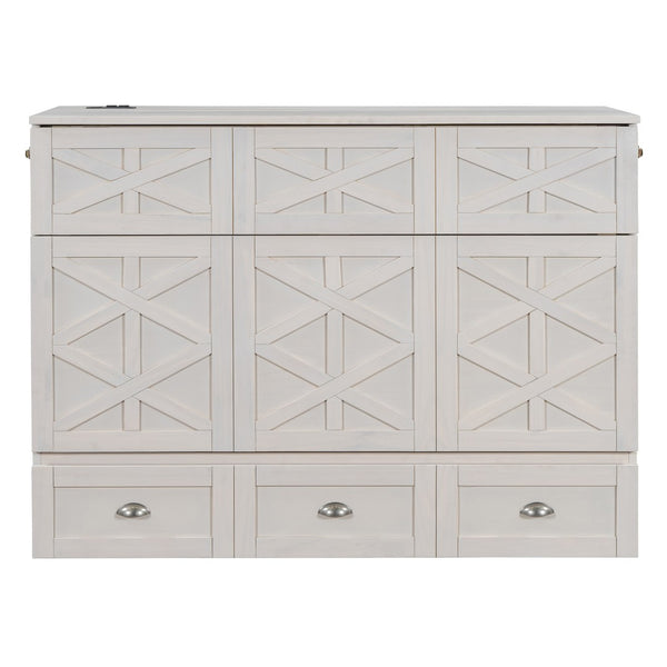 HomeRoots White Wood Full Murphy Bed - Stylish Space-Saving Solution for Small Rooms & Guest Accommodations 596565