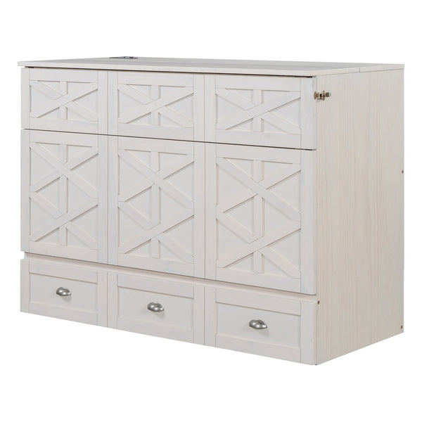 HomeRoots White Wood Full Murphy Bed - Stylish Space-Saving Solution for Small Rooms & Guest Accommodations 596565