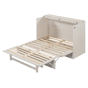 HomeRoots White Wood Full Murphy Bed - Stylish Space-Saving Solution for Small Rooms & Guest Accommodations 596565
