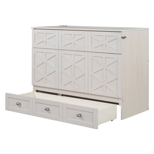 HomeRoots White Wood Full Murphy Bed - Stylish Space-Saving Solution for Small Rooms & Guest Accommodations 596565