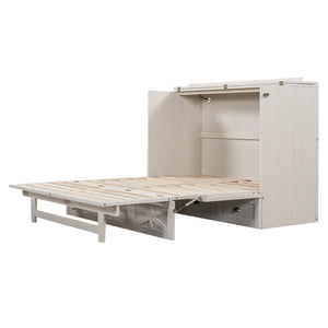 HomeRoots White Wood Full Murphy Bed - Stylish Space-Saving Solution for Small Rooms & Guest Accommodations 596565