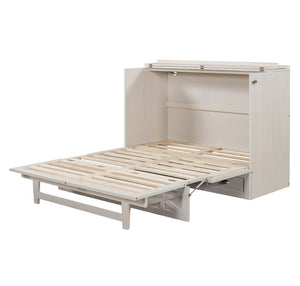 HomeRoots White Wood Full Murphy Bed - Stylish Space-Saving Solution for Small Rooms & Guest Accommodations 596565