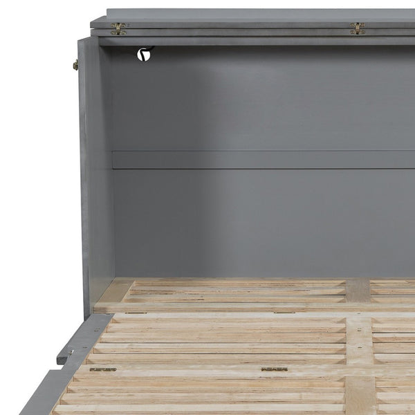 HomeRoots Gray Wood Queen Murphy Bed – Space-Saving Elegance, Stylish Design for Small Rooms and Studios 596566