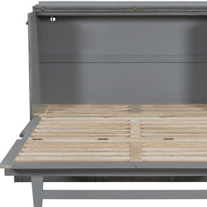 HomeRoots Gray Wood Queen Murphy Bed – Space-Saving Elegance, Stylish Design for Small Rooms and Studios 596566