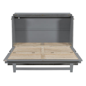 HomeRoots Gray Wood Queen Murphy Bed – Space-Saving Elegance, Stylish Design for Small Rooms and Studios 596566