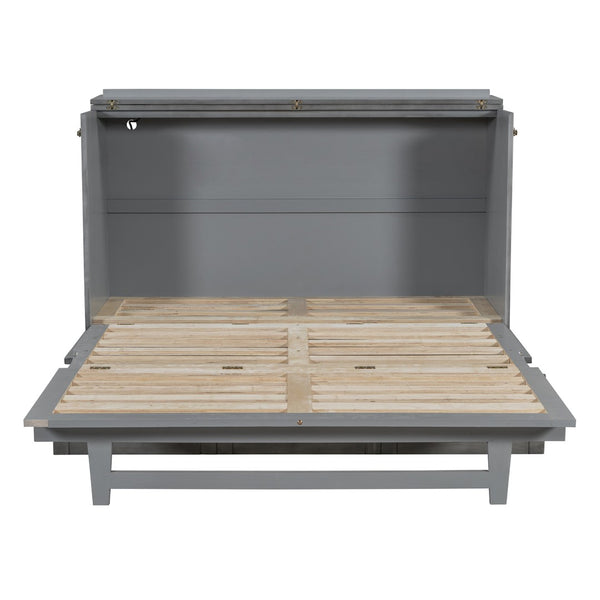 HomeRoots Gray Wood Queen Murphy Bed – Space-Saving Elegance, Stylish Design for Small Rooms and Studios 596566
