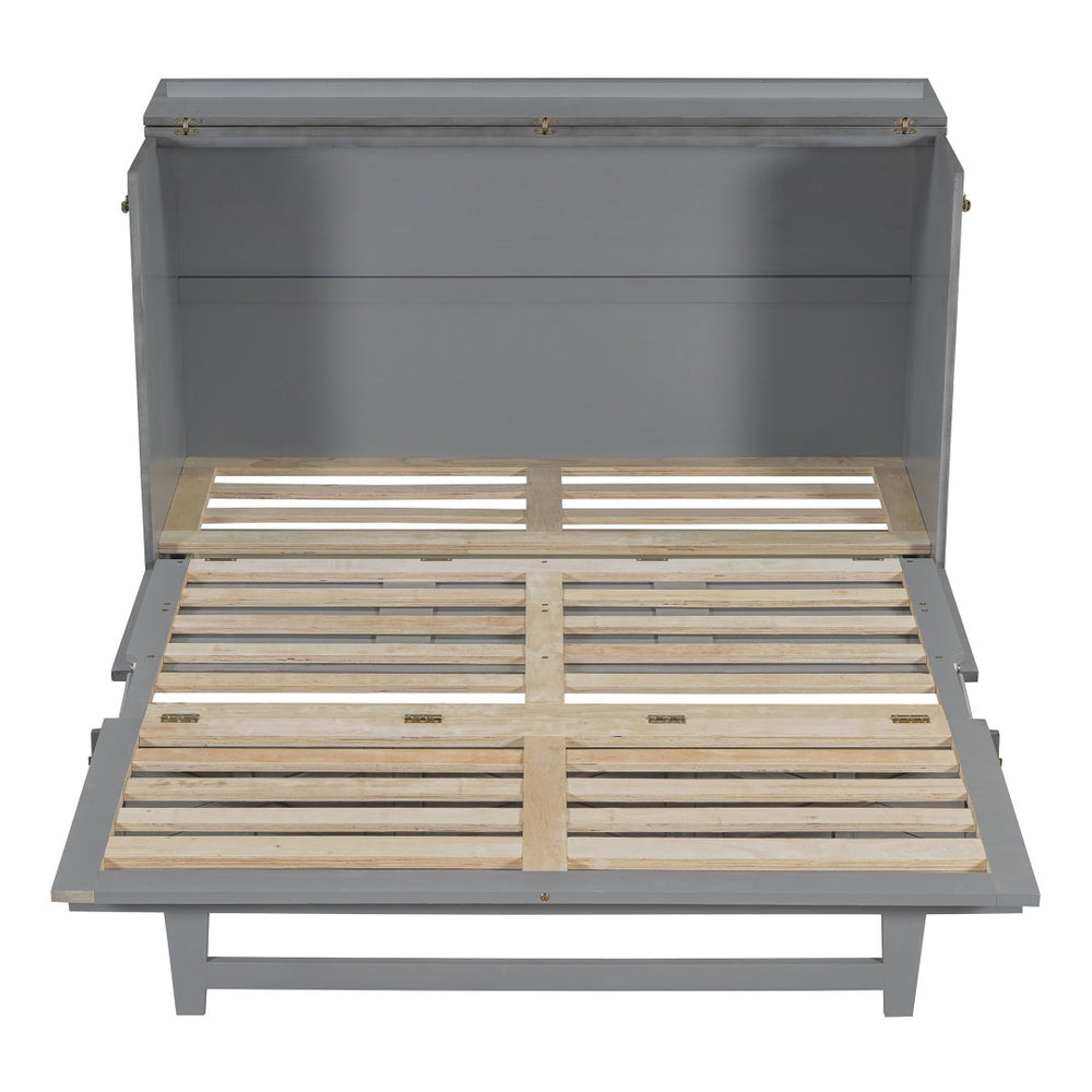 HomeRoots Gray Wood Queen Murphy Bed – Space-Saving Elegance, Stylish Design for Small Rooms and Studios 596566