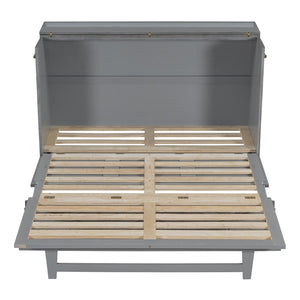 HomeRoots Gray Wood Queen Murphy Bed – Space-Saving Elegance, Stylish Design for Small Rooms and Studios 596566