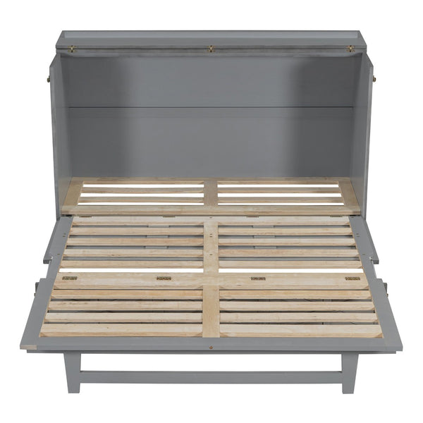 HomeRoots Gray Wood Queen Murphy Bed – Space-Saving Elegance, Stylish Design for Small Rooms and Studios 596566