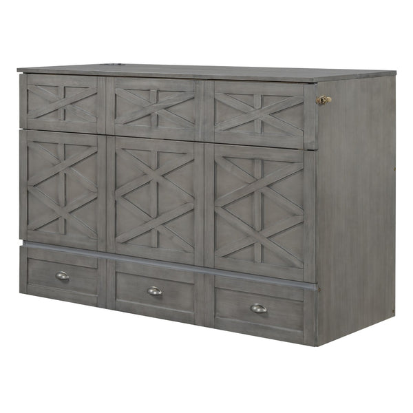 HomeRoots Gray Wood Queen Murphy Bed – Space-Saving Elegance, Stylish Design for Small Rooms and Studios 596566