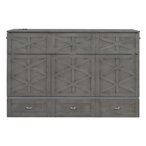 HomeRoots Gray Wood Queen Murphy Bed – Space-Saving Elegance, Stylish Design for Small Rooms and Studios 596566