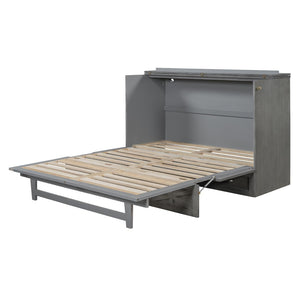 HomeRoots Gray Wood Queen Murphy Bed – Space-Saving Elegance, Stylish Design for Small Rooms and Studios 596566