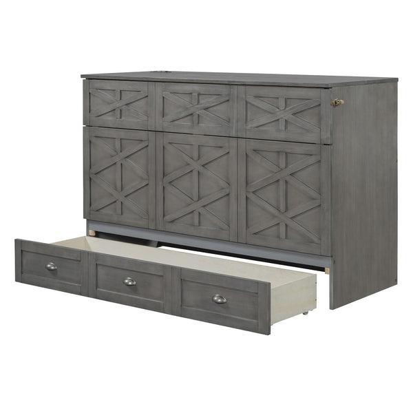 HomeRoots Gray Wood Queen Murphy Bed – Space-Saving Elegance, Stylish Design for Small Rooms and Studios 596566