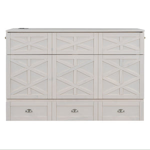 HomeRoots White Wood Queen Murphy Bed - Elegant Space-Saving Design for Stylish Guest Rooms and Studios 596567