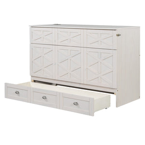 HomeRoots White Wood Queen Murphy Bed - Elegant Space-Saving Design for Stylish Guest Rooms and Studios 596567