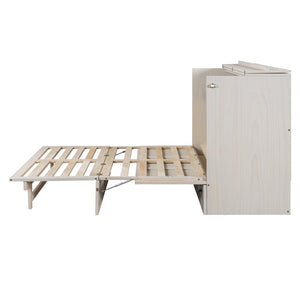 HomeRoots White Wood Queen Murphy Bed - Elegant Space-Saving Design for Stylish Guest Rooms and Studios 596567