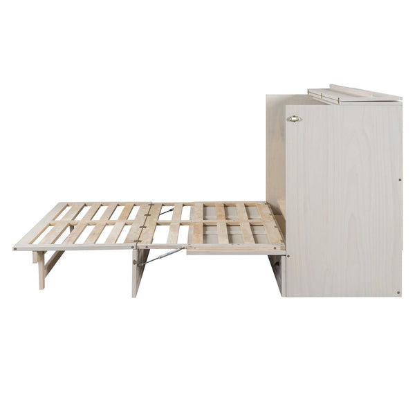 HomeRoots White Wood Queen Murphy Bed - Elegant Space-Saving Design for Stylish Guest Rooms and Studios 596567