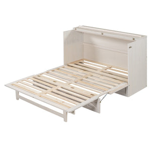 HomeRoots White Wood Queen Murphy Bed - Elegant Space-Saving Design for Stylish Guest Rooms and Studios 596567